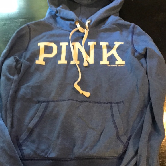 PINK Victoria's Secret Tops - Victoria Secret -PINK Small Blue / White Hoodie